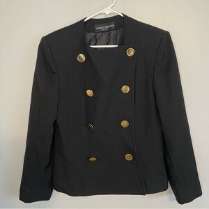 Vintage Herbert Grossman Womens Blazer Gold Button Black Sz 12 USA Academia